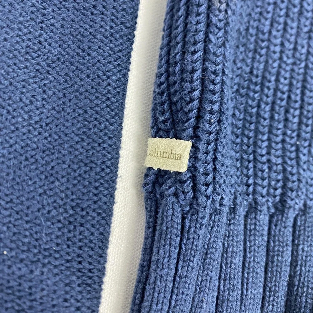 Columbia Sweater Mens XL Blue Cotton Crewneck Textured Rib Knit Pullover Casual